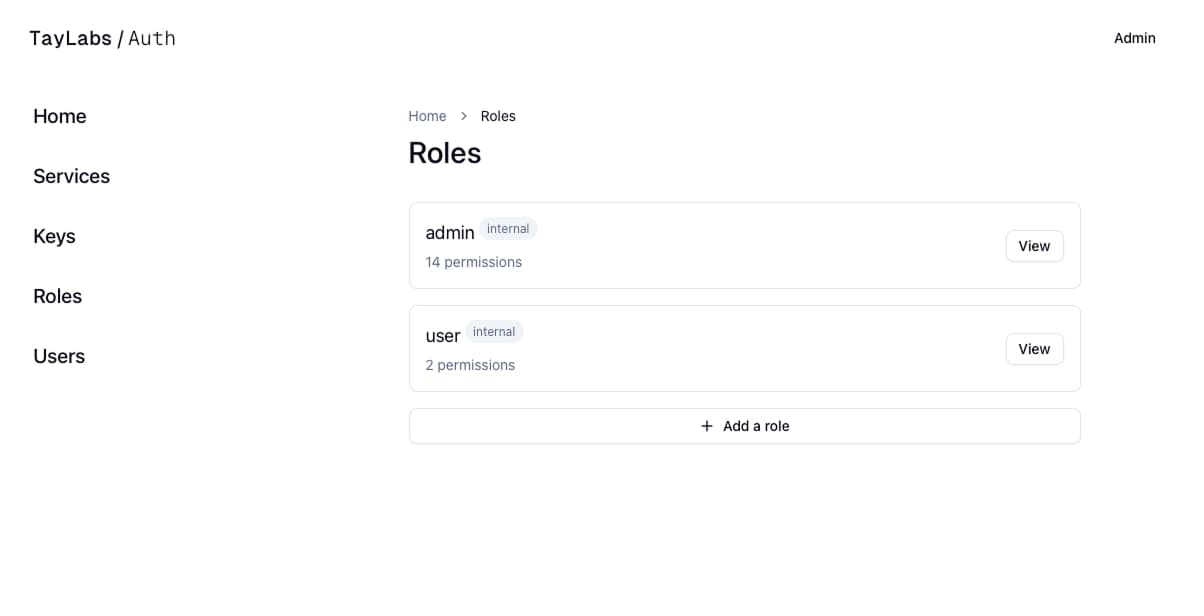 Admin API - Role response example